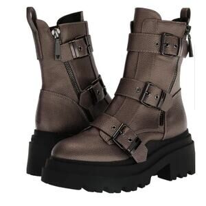 GUESS Womens NEW Combat Valicia Faux Leather Lug Sole Ankle Boots / Size 7.5